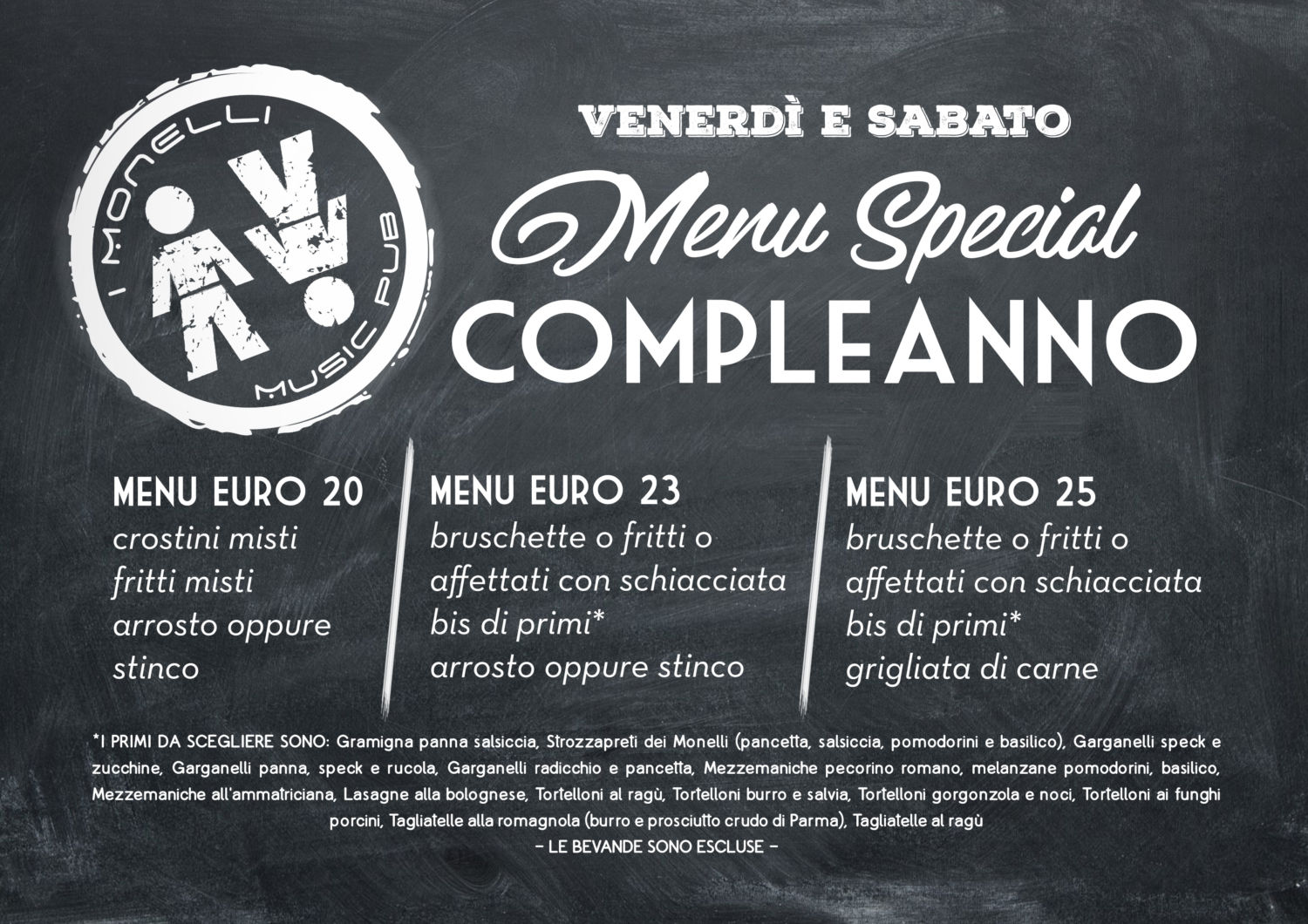 Menu fissi compleanno